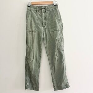 Madewell Green Cargo Straight Leg Pants Lightweight Trousers w Side Pockets 24